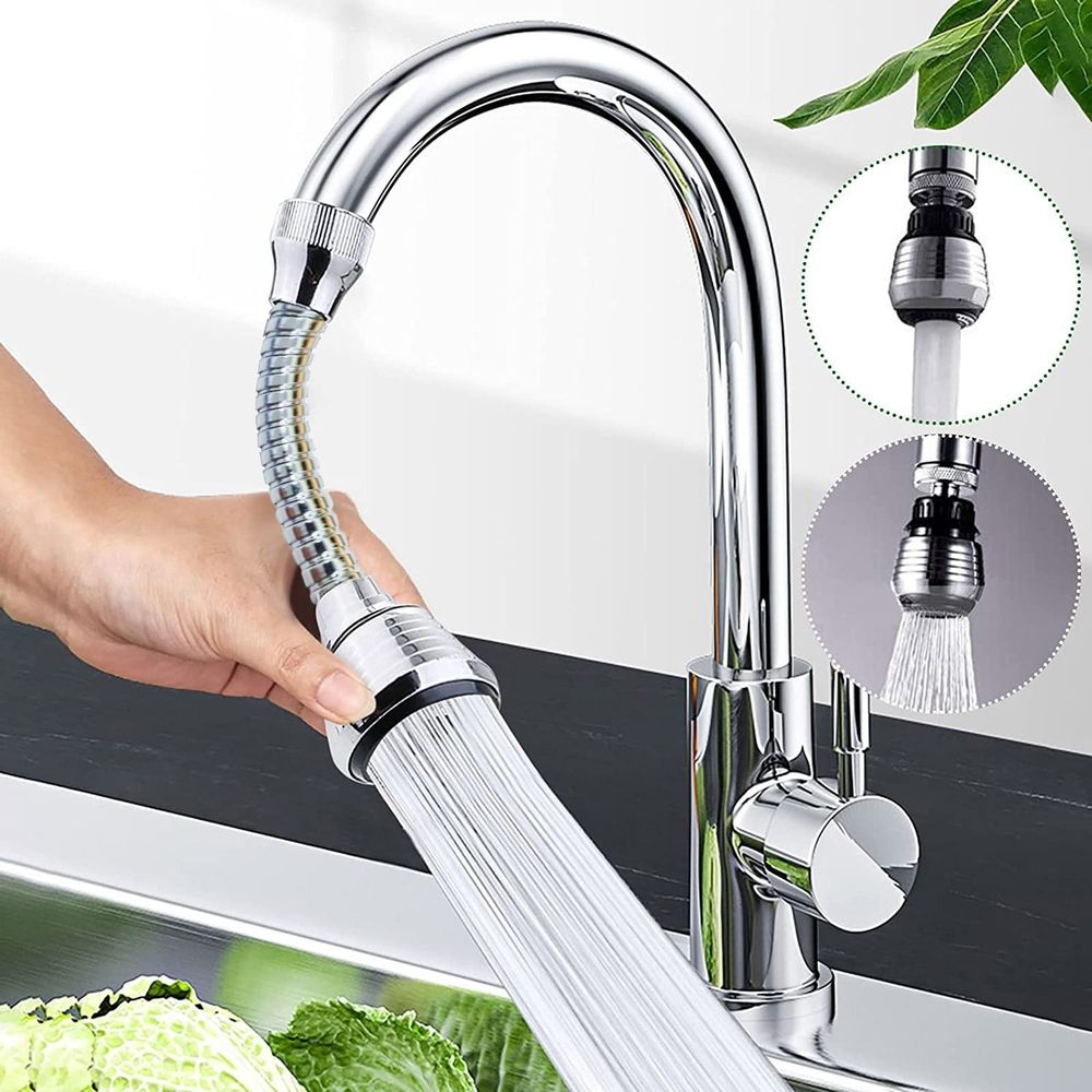 1pcs 360° Swivel Flexible Faucet Aerator, Bendable Sink Tap Sprayer Head, Water‑Saving Faucet Extension Nozzle, Splash‑Proof Filter Attachment for Kitchen & Bathroom Household Sink