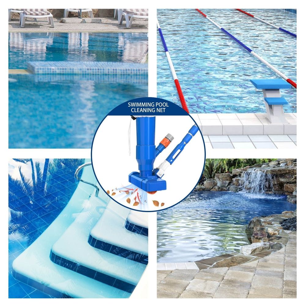 Handheld Pool Vacuum Cleaner with 40 Inch Adjustable Telescopic Pole, Mesh Filter Debris Bag, Manual Garden‑Hose Powered Swimming Pool Cleaner for Inground & Above‑Ground Pool, Spa, Hot Tub