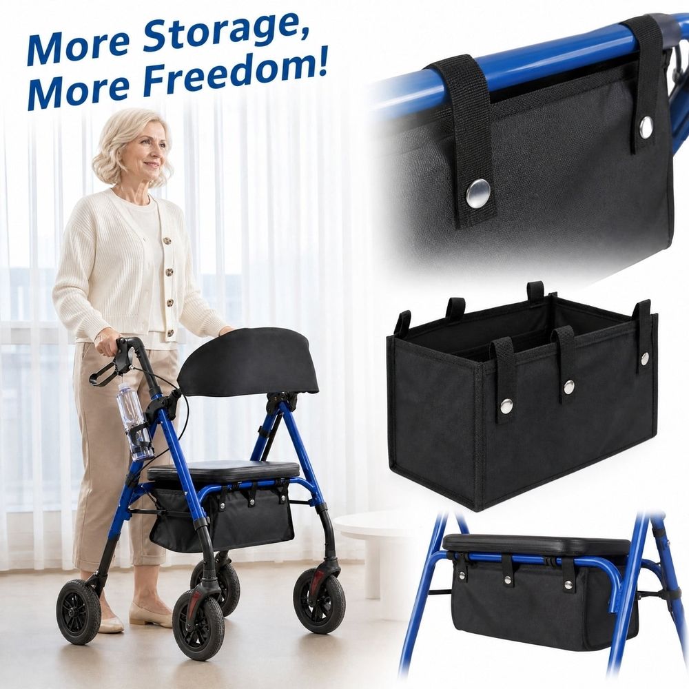 Under Seat Storage Bag, Large Oxford Cloth Walker Basket Insert for 4 Wheel . Underseat Carry Tote Replacement Basket for Seniors, 12.99 x 9.06 x 5.91 Inch