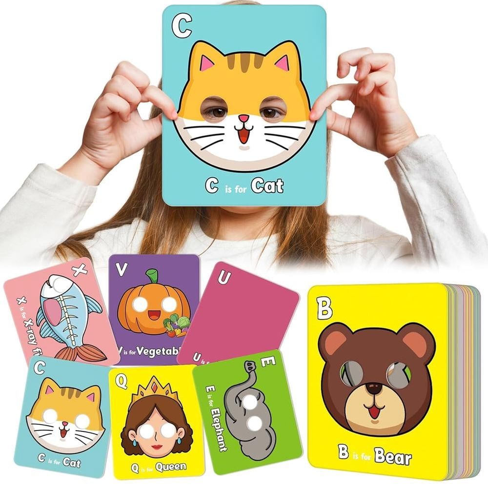 Alphabet Flash Cards, Giant ABC Animal Flash Cards For Toddler 3-5, Alphabet Cards, Upperc Mnemonic Picture Lowercase 26 and