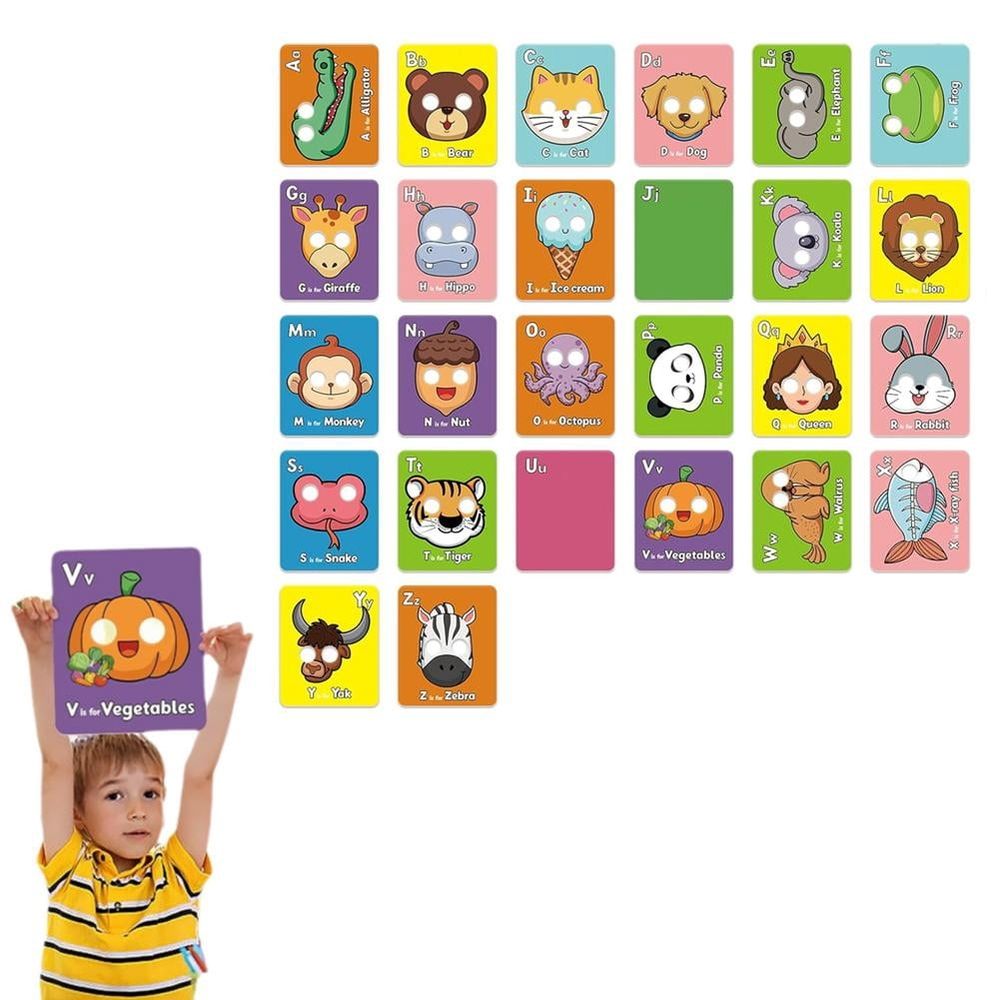 Alphabet Flash Cards, Giant ABC Animal Flash Cards For Toddler 3-5, Alphabet Cards, Upperc Mnemonic Picture Lowercase 26 and