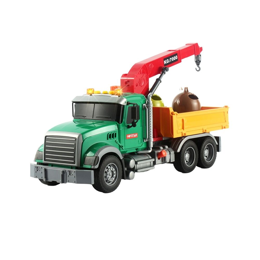 Farm Logging Truck Toy with Loading Cranes, Toddler Friction Powered Truck Vehicle Toy, Big Tow Truck Toys with Cranes for Boys Age 8-12, Logging Truck with Music and Lights for Kids Age 8-12
