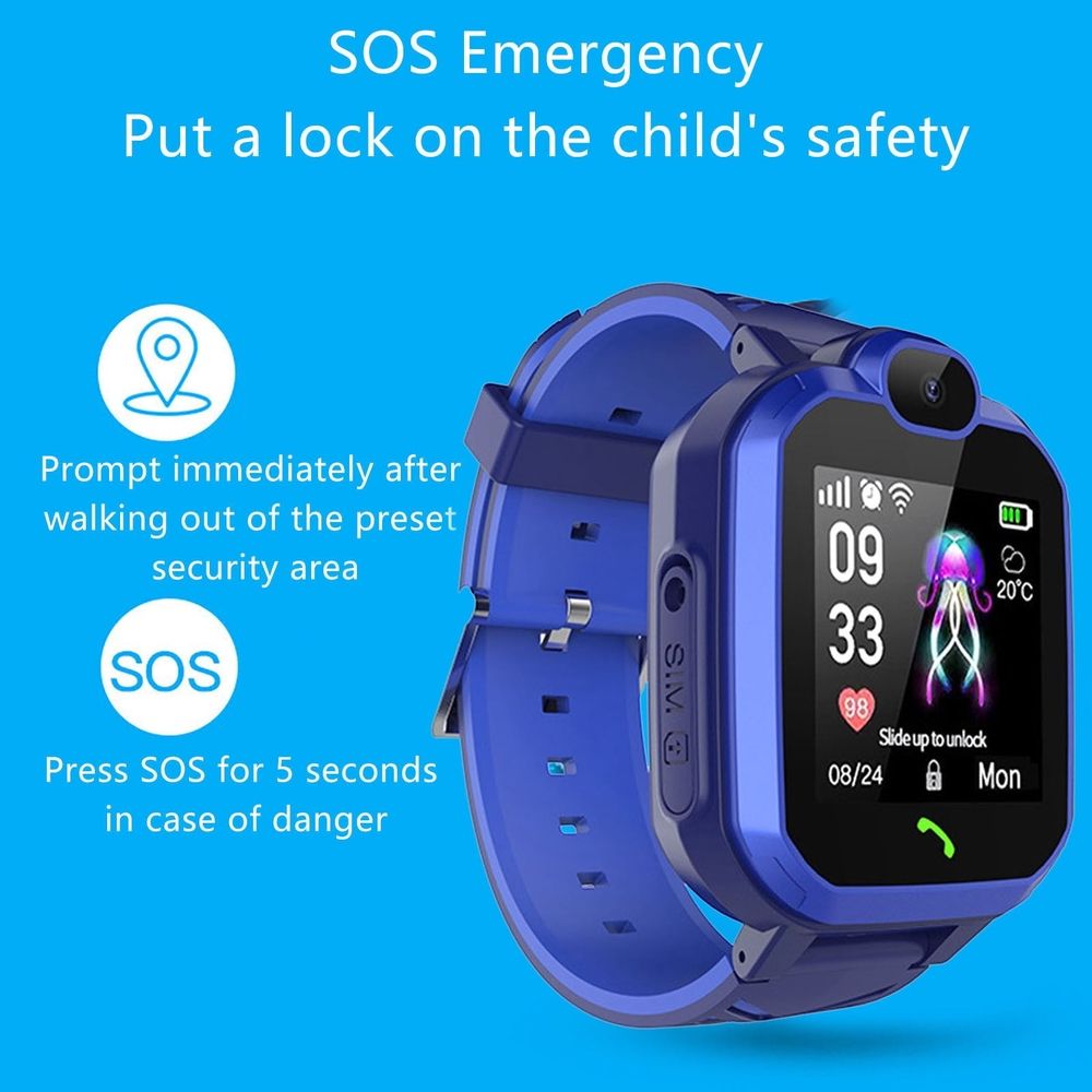 Kids Smart Watch with GPS Tracking & HD Screen – Two-Way Calling, SOS Alert & Reminders – Waterproof Design for Students & Children – Includes Charger & Manual