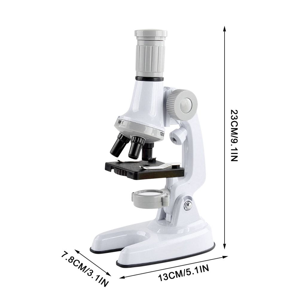 Microscope Science Kit - 100X-1200X Magnification with LED & Specimen Tools, 5.1 x 3.1 x 9.1in(White)