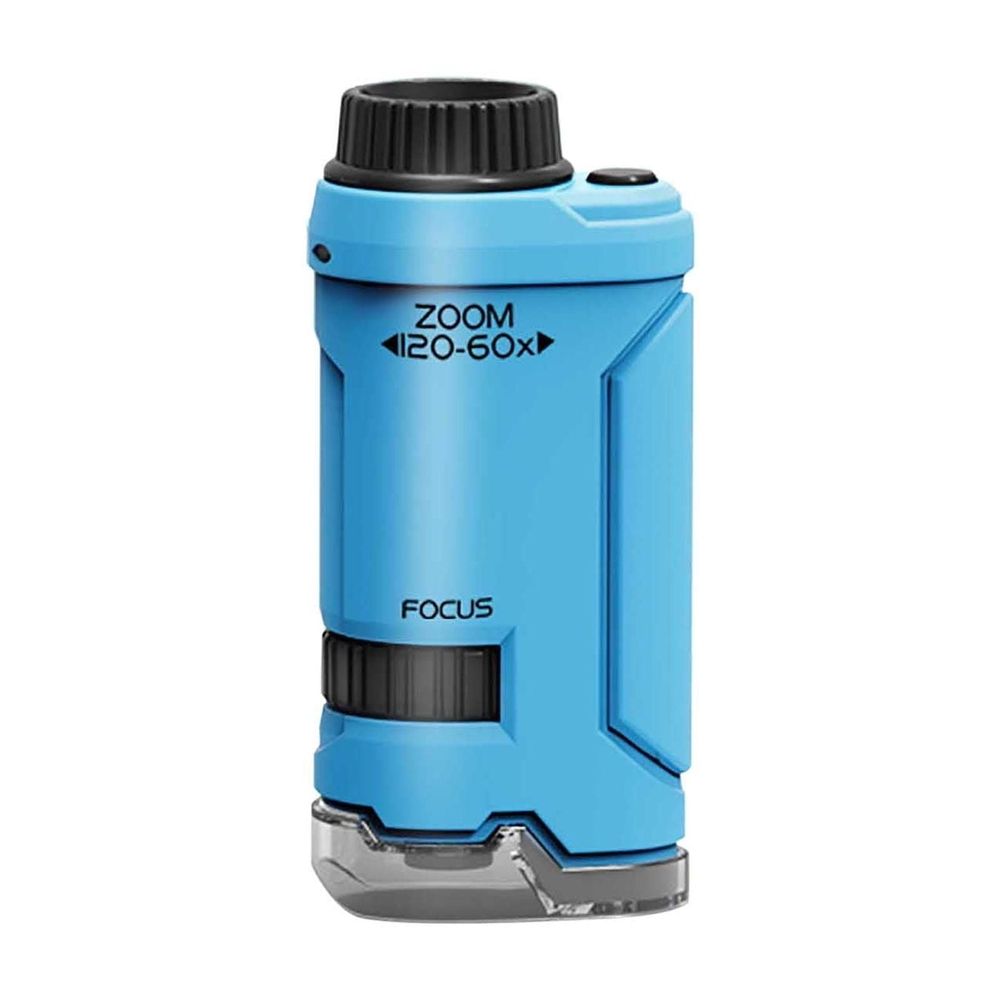 Microscope - 60x to 120x Magnification with LED Light, Portable Handheld for Science Exploration & Education(Blue)