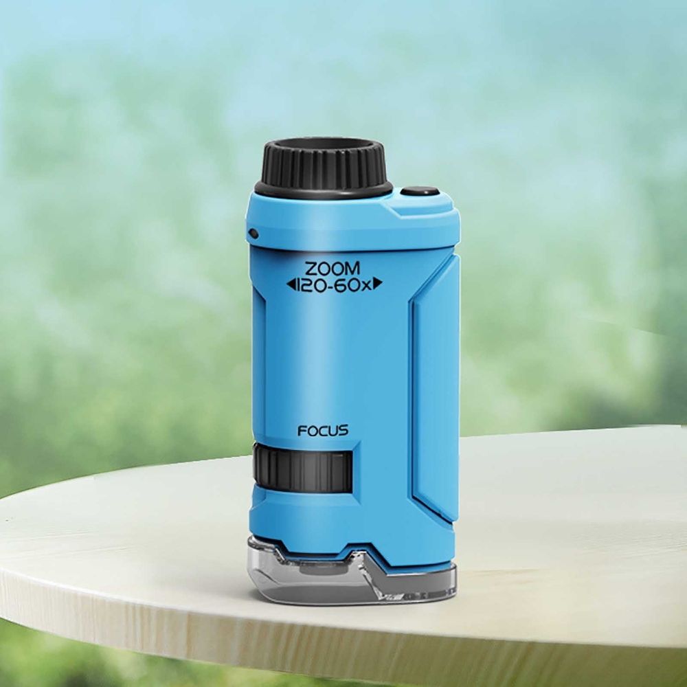 Microscope - 60x to 120x Magnification with LED Light, Portable Handheld for Science Exploration & Education(Blue)