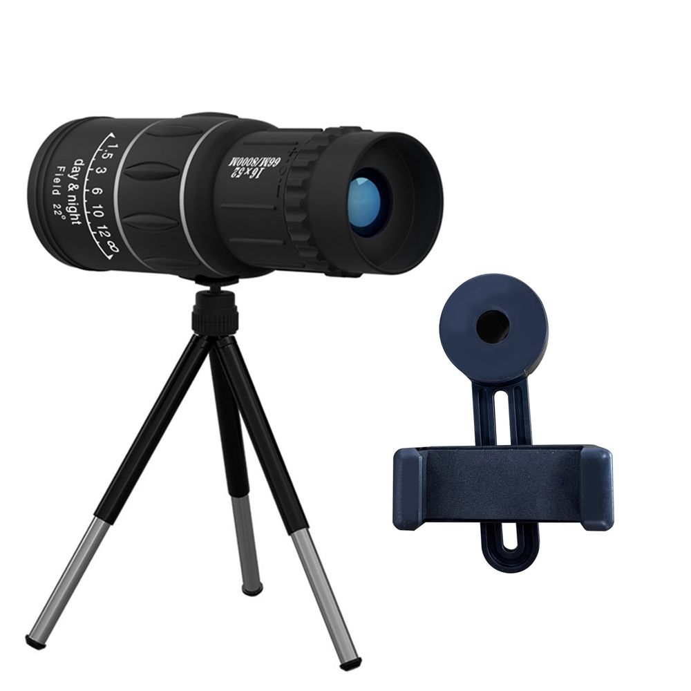 Monocular Telescope, Portable Handheld Monocular with Mobile Phone Clamp & Mini Tripod, Day Night View for Outdoor Travel Concert Bird Watching