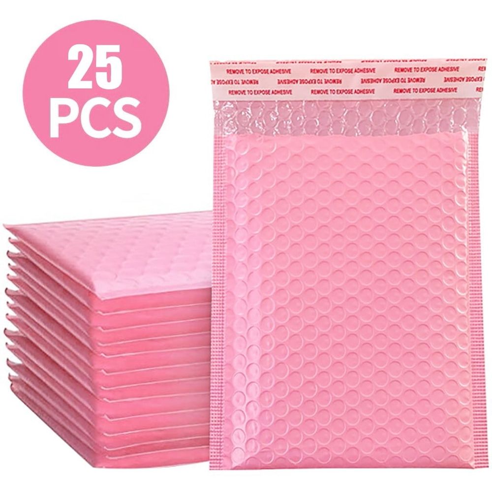 Padded Bubble Mailers, 5.1 x 7.1 Inch Pink Waterproof Self Seal Shipping Envelopes, Protective Small Business Packaging Bags for Shipping Orders, Compact Mailer Envelopes