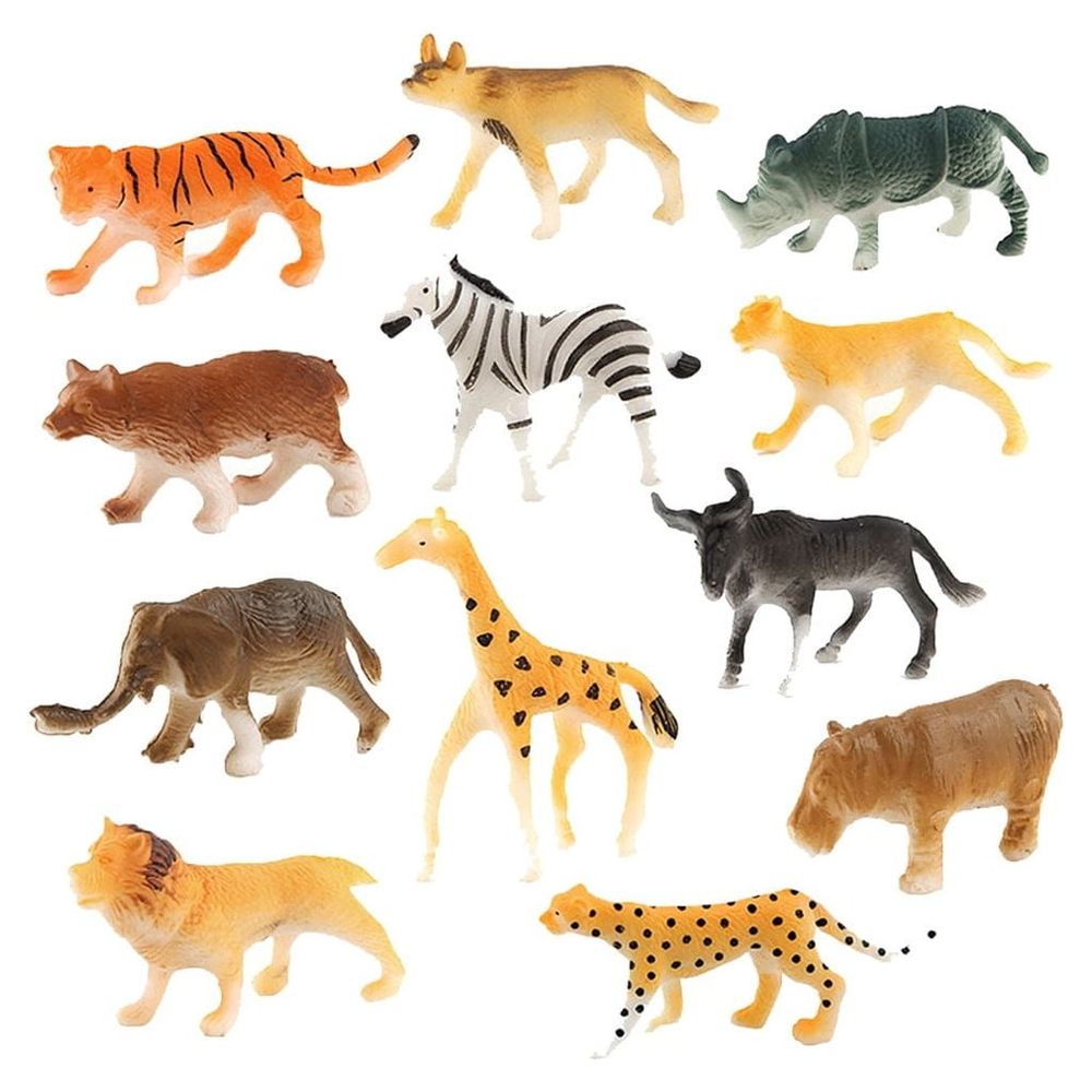 Animals Figures Toys, Realistic Wild Zoo Animals Figurines Plastic Jungle Animals Playset for Kids Toddlers, 12 Piece Gift Set