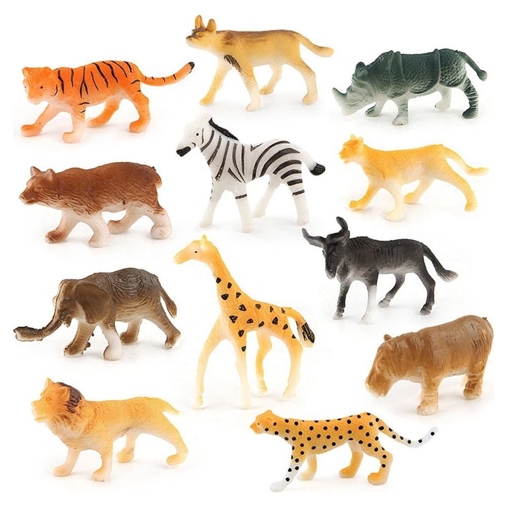 Animals Figures Toys, Realistic Wild Zoo Animals Figurines Plastic Jungle Animals Playset for Kids Toddlers, 12 Piece Gift Set