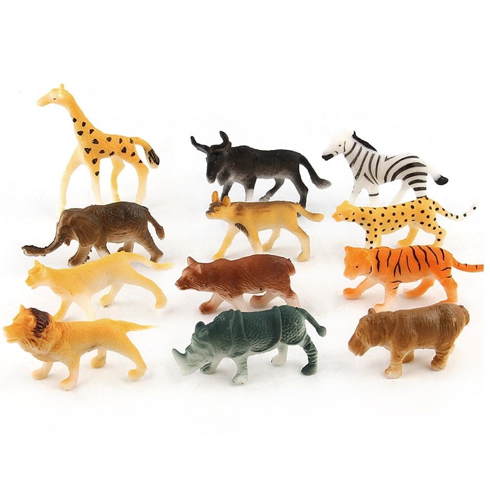 Animals Figures Toys, Realistic Wild Zoo Animals Figurines Plastic Jungle Animals Playset for Kids Toddlers, 12 Piece Gift Set