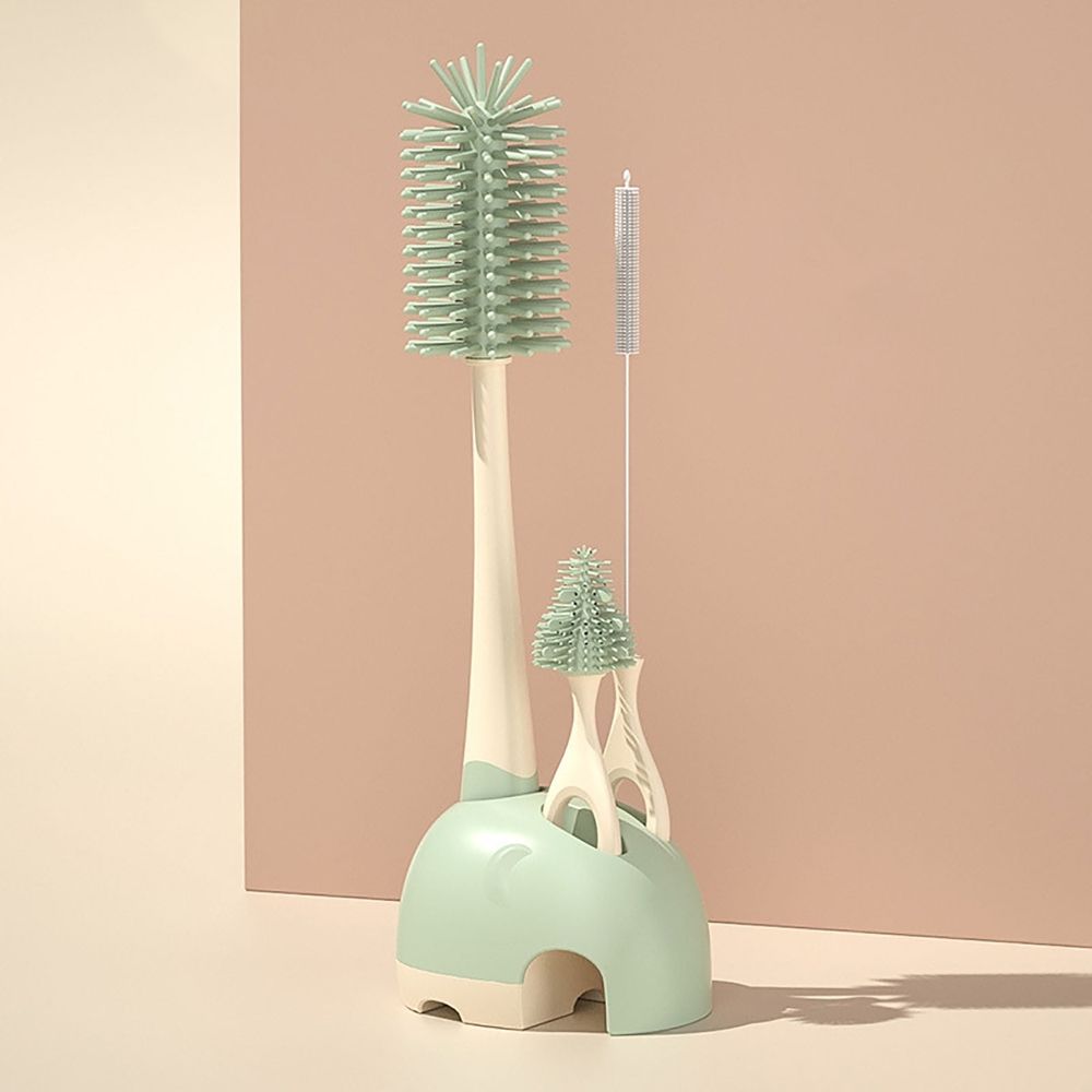 Bottle Brush and Straw Cleaning Set with Silicone Bristles, Drying Rack, Nipple Cleaner, Food-Grade, Portable