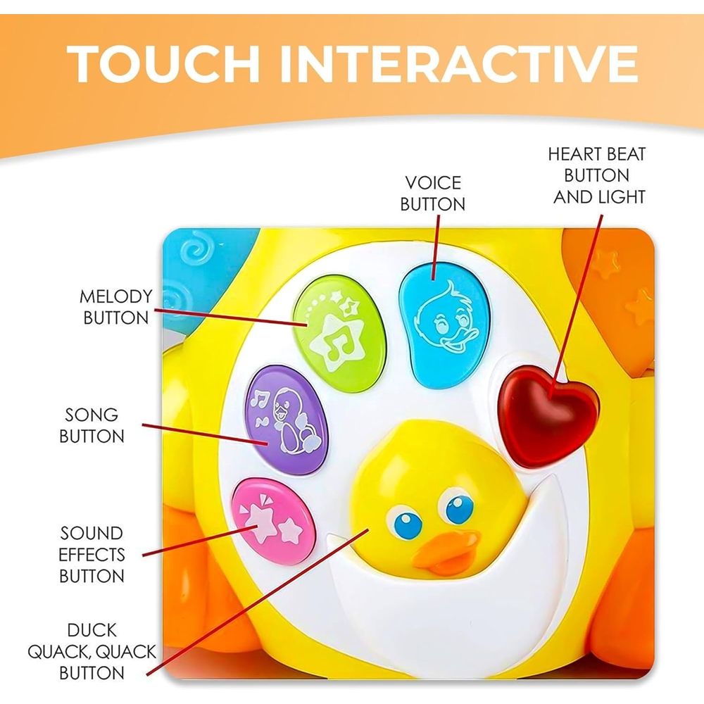 Baby Musical Duck Toy, Dancing Walking Yellow Duck - Interactive Action Learning Educational Flapping Light up Dancing Duck with Music