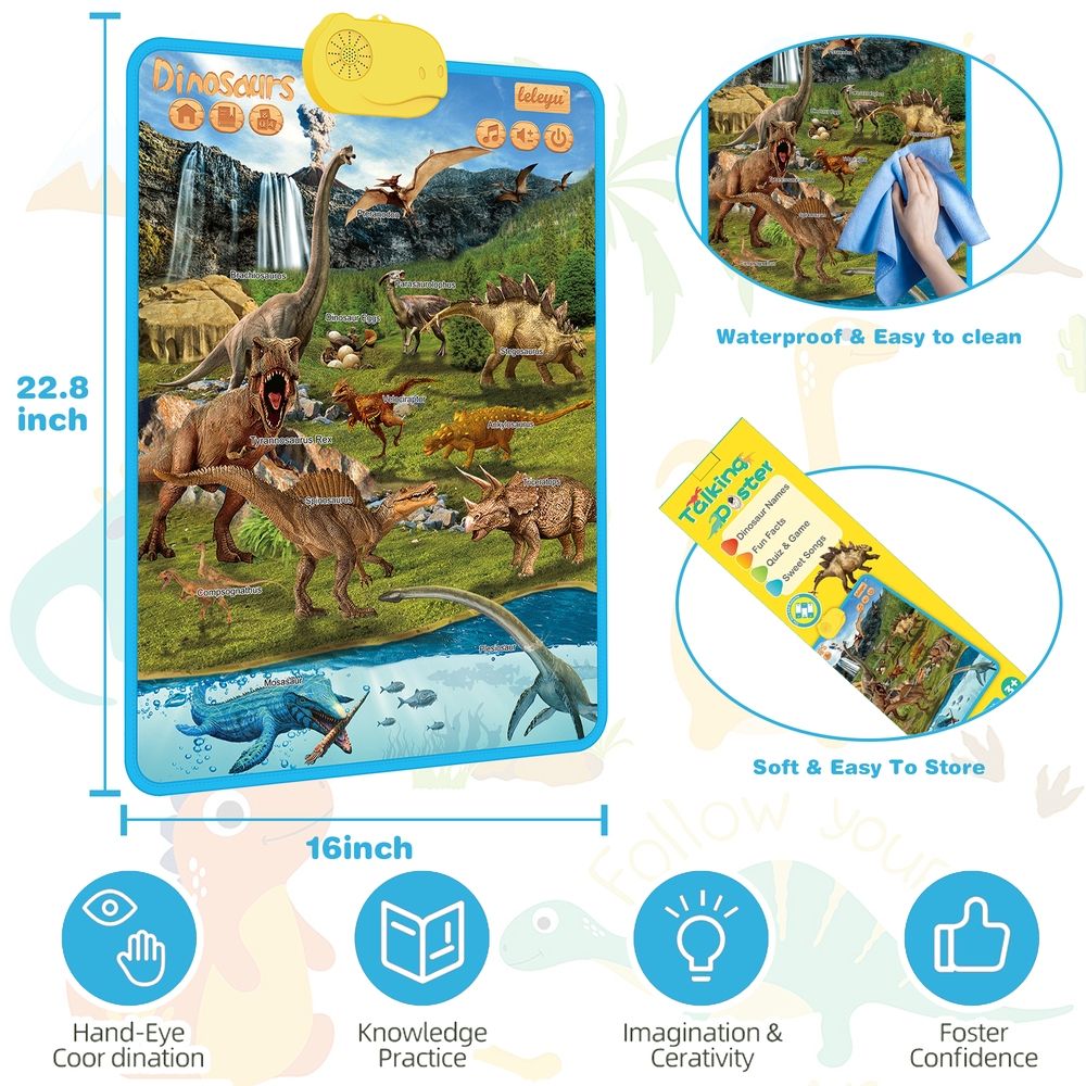 Electronic Interactive Alphabet Wall Chart, Talking ABC Learning Poster Kid Toys with Music, Numbers Talking Learning Poster, Educational Toddlers Toys for Boys and Girls 2 3 4 5 6+