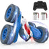 Growsly Double-Sided 360 Flip RC Car 4WD 2.4GHz Stunt Car Racing Toy Car with Rechargeable Batteries for 4-12 Years Old Kids, Blue