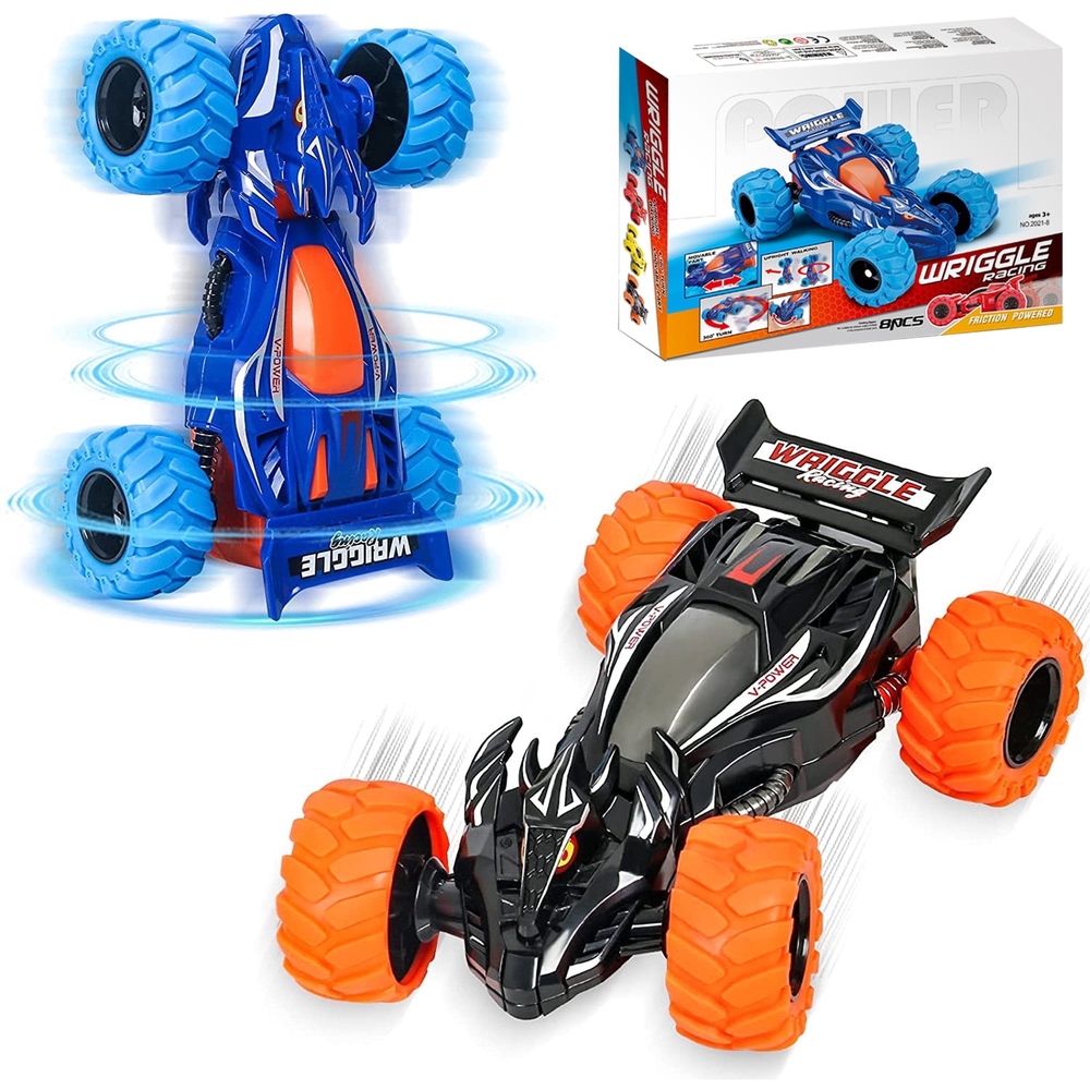Pull Back Cars Toy Trucks,2 Pcs Friction Powered Cars for Kids,Four-Wheel Drive 360 Stunt Spinning Off-Road Vehicles,Toddler Car Toys for 3 4 5 6+ Year Old Boys Girls
