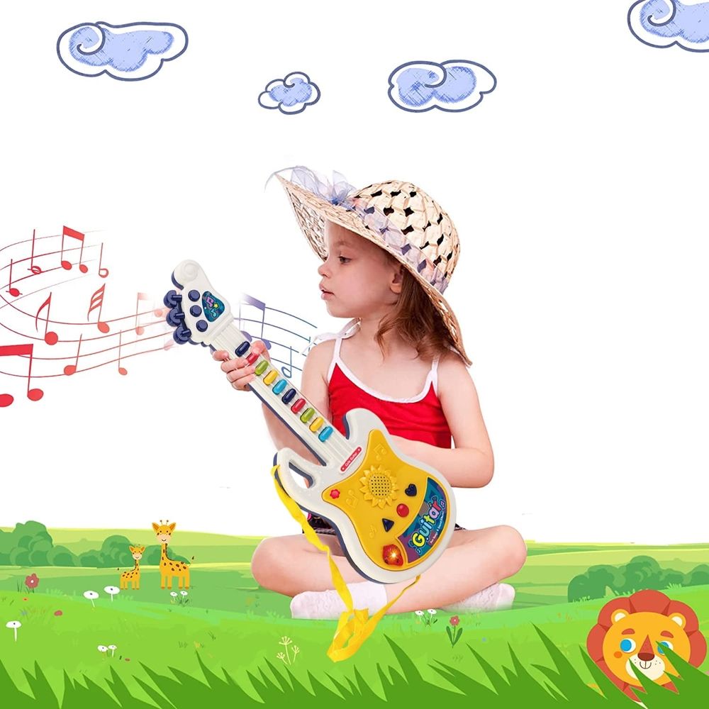 Kids Guitar Toy, Guitar and Microphone Set for Kids, Guitar Toys with Music & Colorful Light, Kids Musical Instruments Educational Toys for 3, 4, 5, 6, 7 Year Old