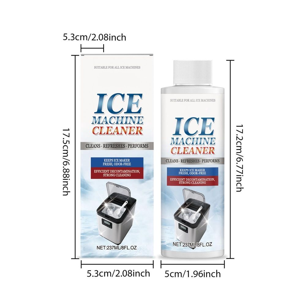Ice Maker Cleaner for Descaling Deodorization, Powerful Scale Remover Extending Appliance Life, Commercial Ice Machine Descaler Fresh Tasting Cubes 237ml