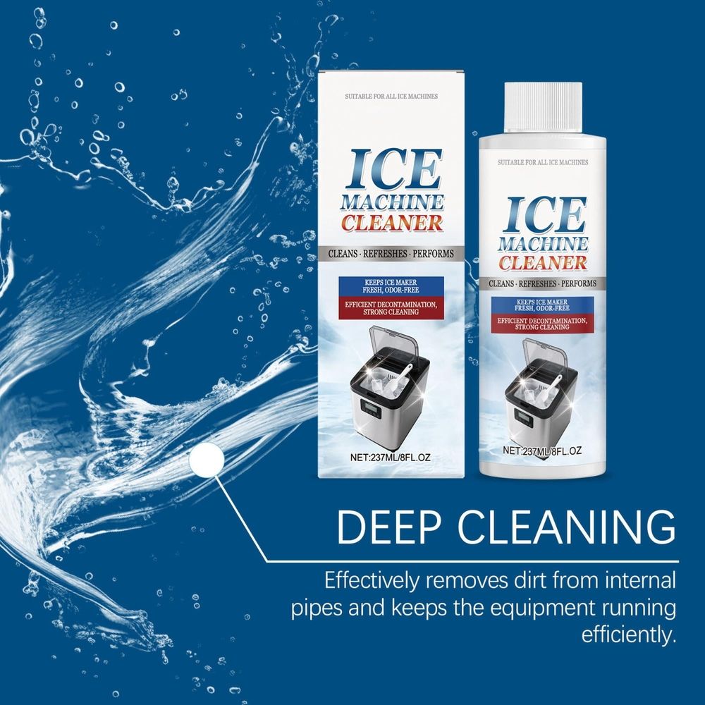 Ice Maker Cleaner for Descaling Deodorization, Powerful Scale Remover Extending Appliance Life, Commercial Ice Machine Descaler Fresh Tasting Cubes 237ml