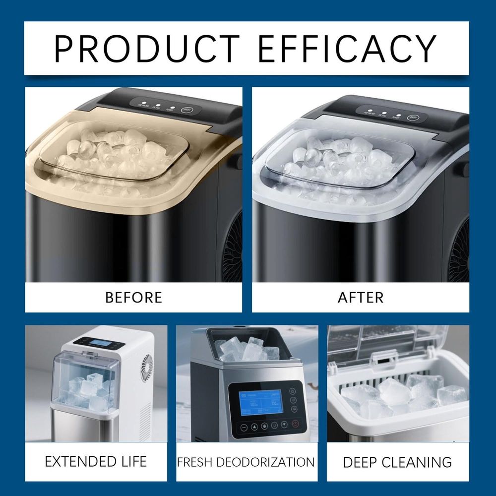Ice Maker Cleaner for Descaling Deodorization, Powerful Scale Remover Extending Appliance Life, Commercial Ice Machine Descaler Fresh Tasting Cubes 237ml