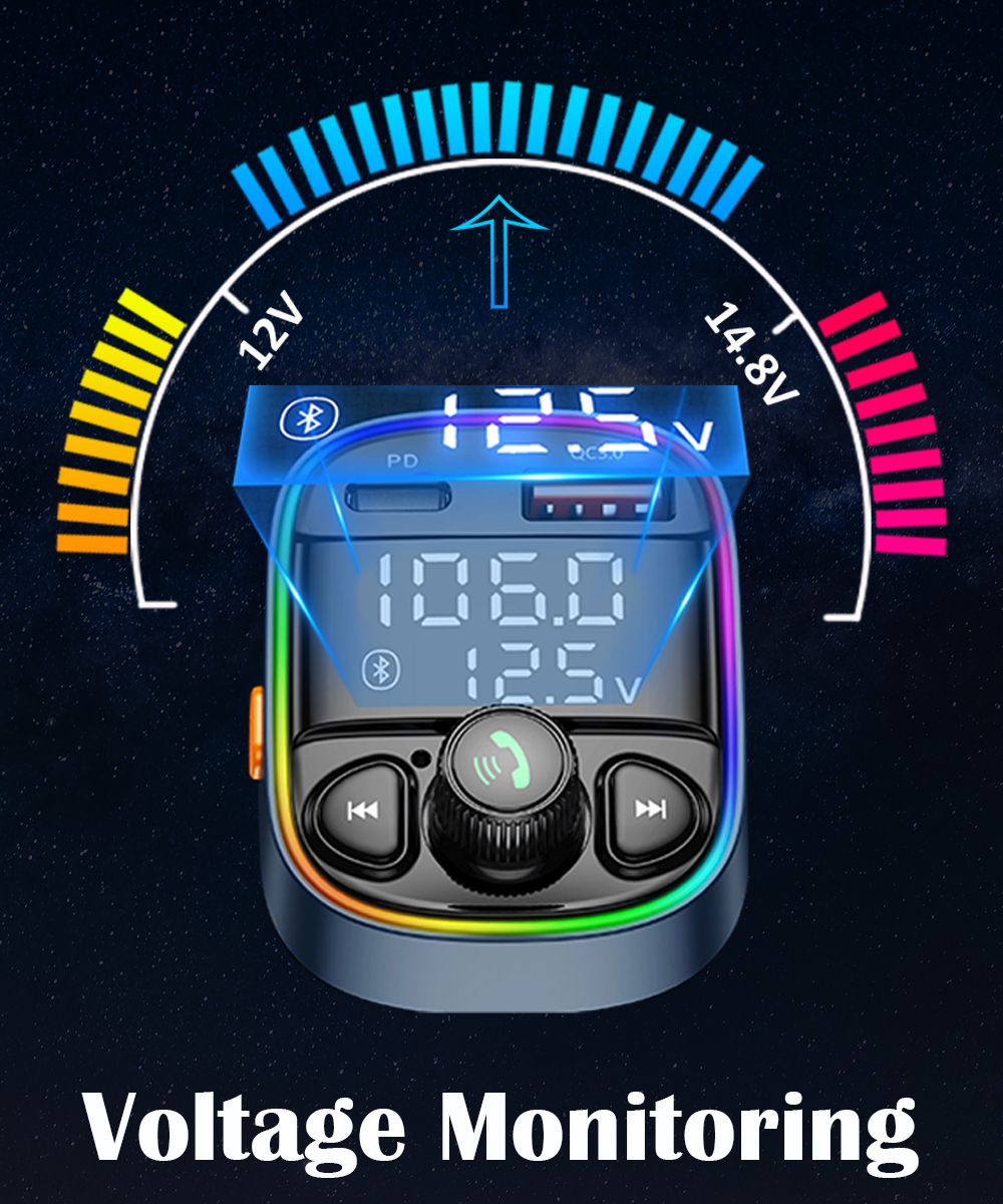 Bluetooth Car Adapter, Wireless Handsfree Call, Plug for FM Transmitter Radio Receiver, Card & Music Player