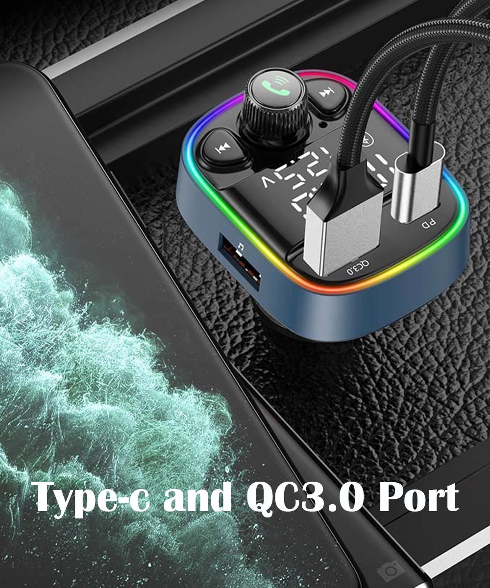 Bluetooth Car Adapter, Wireless Handsfree Call, Plug for FM Transmitter Radio Receiver, Card & Music Player