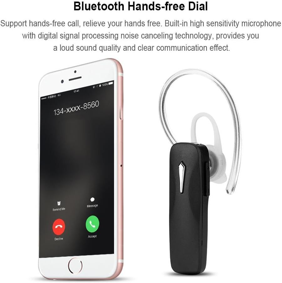 Wireless Bluetooth Ear-Hook Earbuds Portable True Wireless Earbuds Noise-Canceling Hands-Free Sports & Exercise in Ear (Black)
