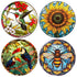 4 Pieces Stained Glass Window Clings Anti-Collision Bird Sunflower Bee Window Clings Decals Removable Non Adhesive Vinyl