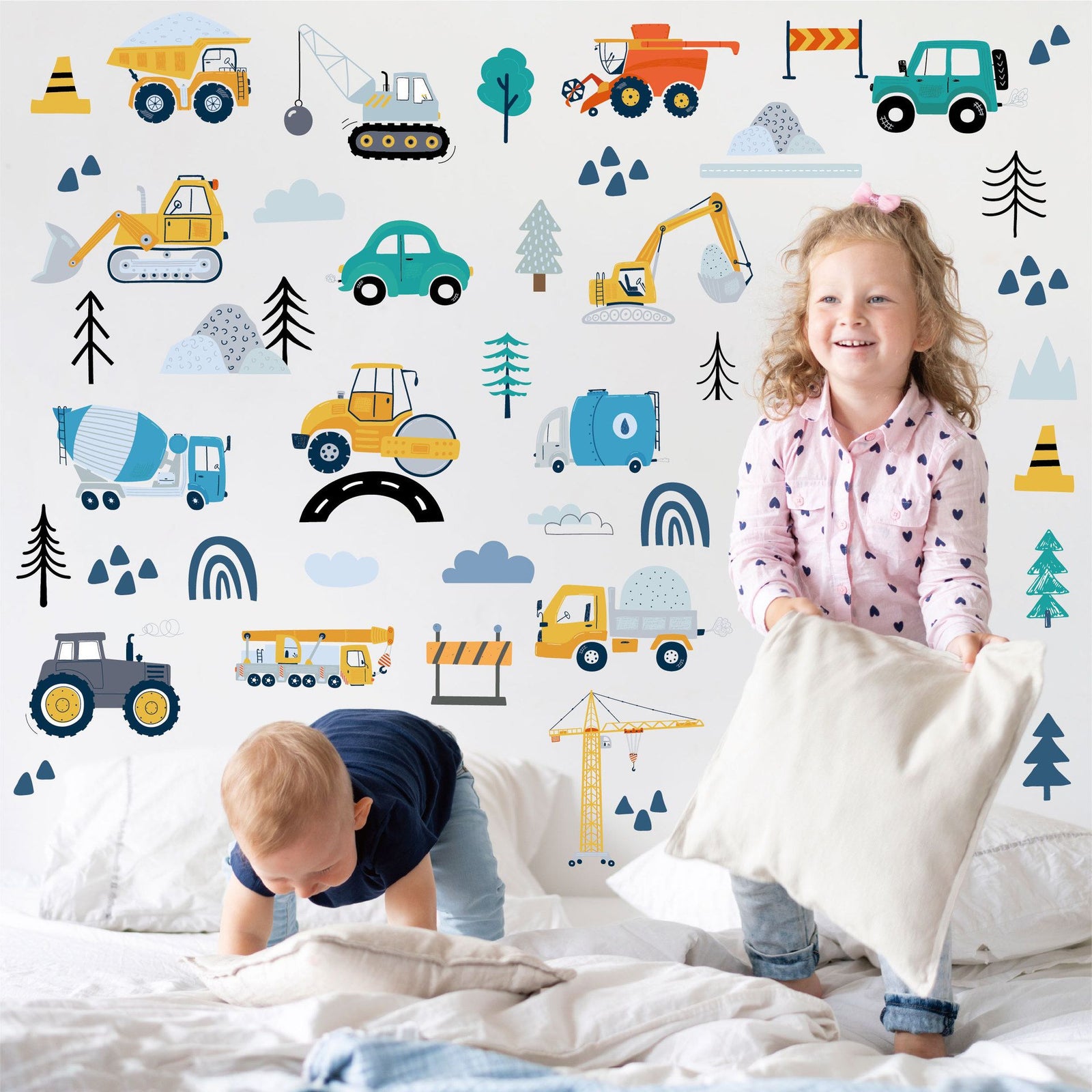Car City Road Wall Decals Traffic Road Sign Enlightenment Wall Stickers for Playroom, Nursery, Boy Room, Bedroom, Living Roo
