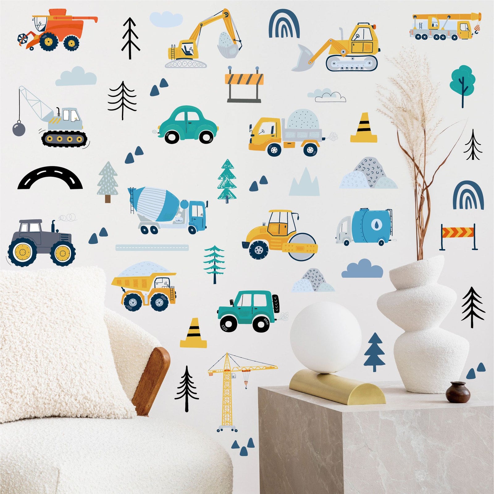 Car City Road Wall Decals Traffic Road Sign Enlightenment Wall Stickers for Playroom, Nursery, Boy Room, Bedroom, Living Roo