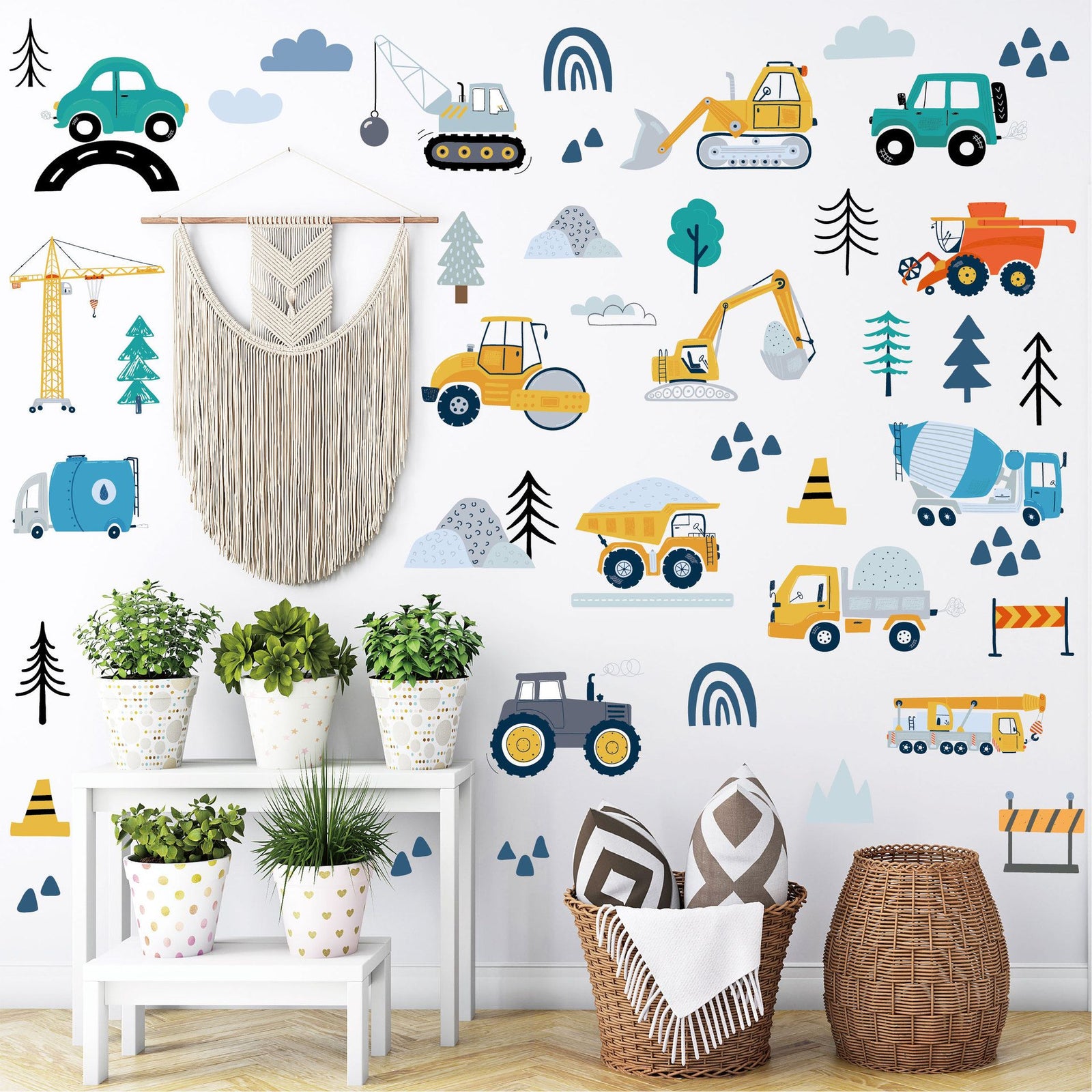 Car City Road Wall Decals Traffic Road Sign Enlightenment Wall Stickers for Playroom, Nursery, Boy Room, Bedroom, Living Roo