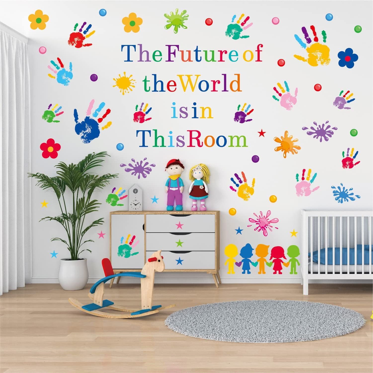 Kids Wall Decals Classroom Decals Colorful Inspirational Quotes Wall Stickers Motivational Sticker Splatter Handprint Wall Decals