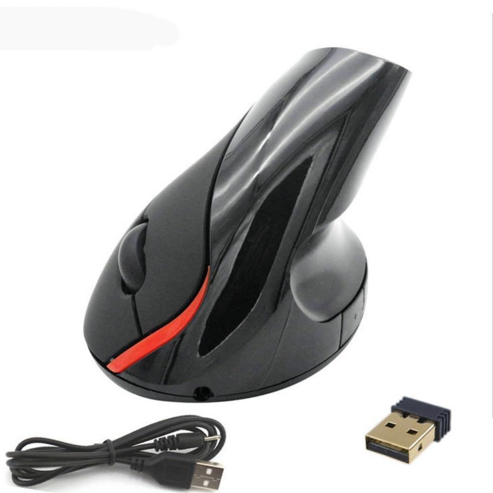 Ergonomic Rechargeable Vertical Wireless Mouse High Value Game Office Vertical Desktop Optical Mouse (Black wireless)