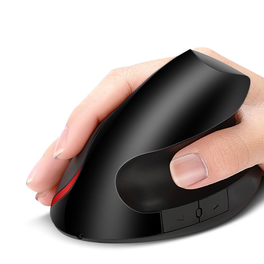 Ergonomic Rechargeable Vertical Wireless Mouse High Value Game Office Vertical Desktop Optical Mouse (Black wireless)