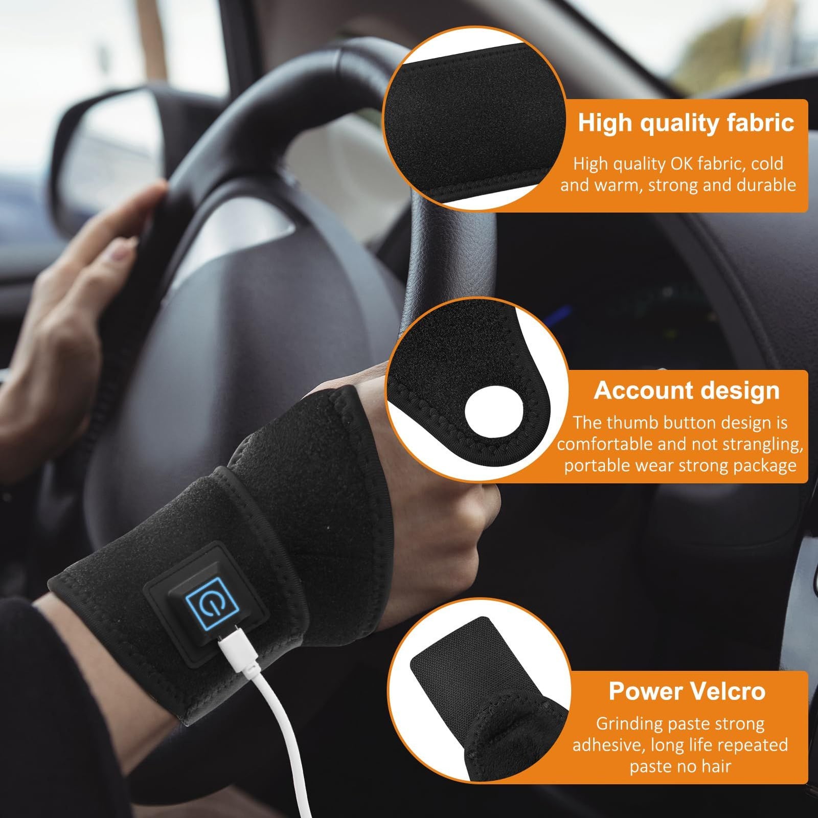 Heated Wrist Brace - Wrist Support to Relieve Pain, Relax Muscles, Long-lasting Comfort，Black （1pack）