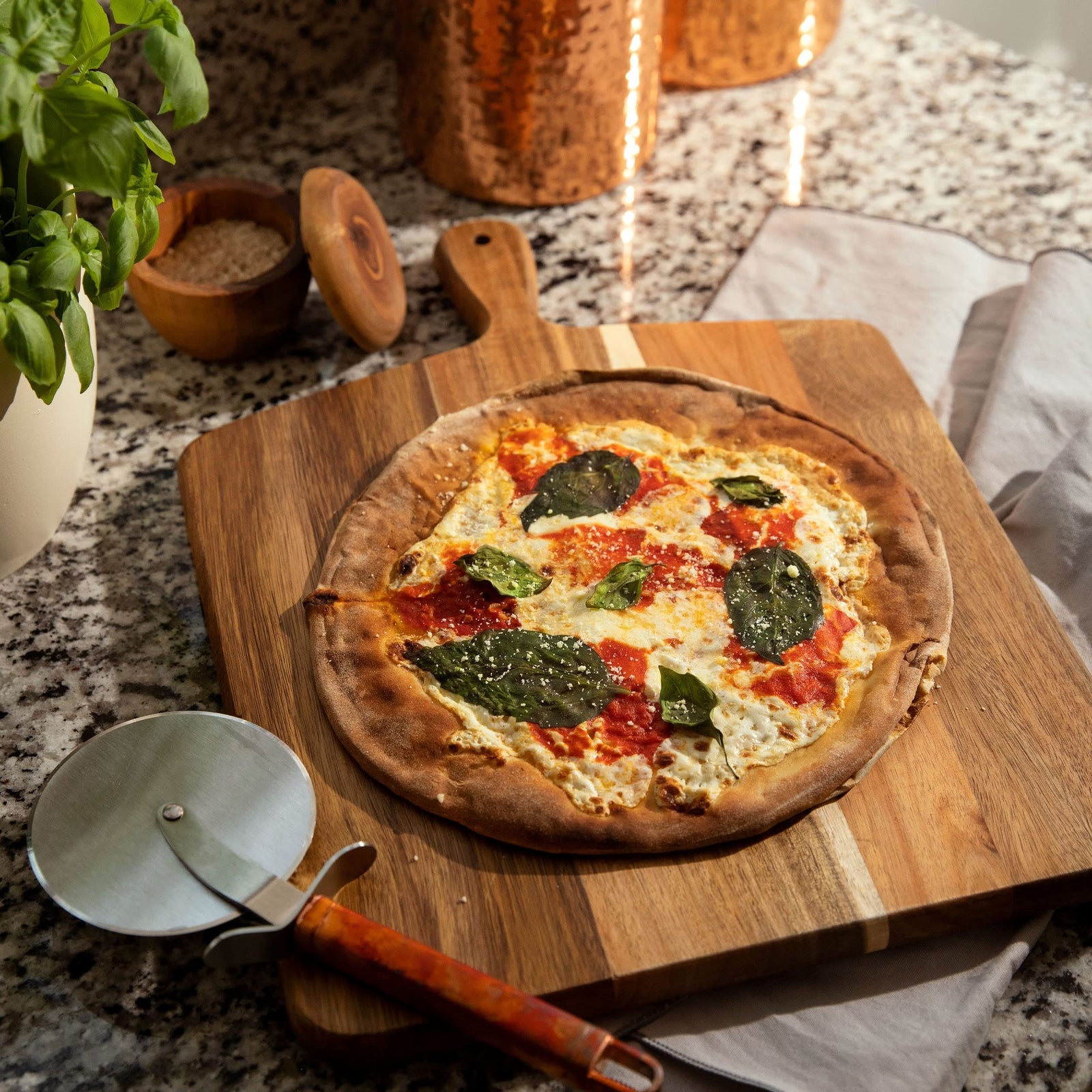 Chopping Board with Handle for Meat, Cheese Board, Vegetables, Bread, and Charcuterie - Decorative Wooden Serving Board
