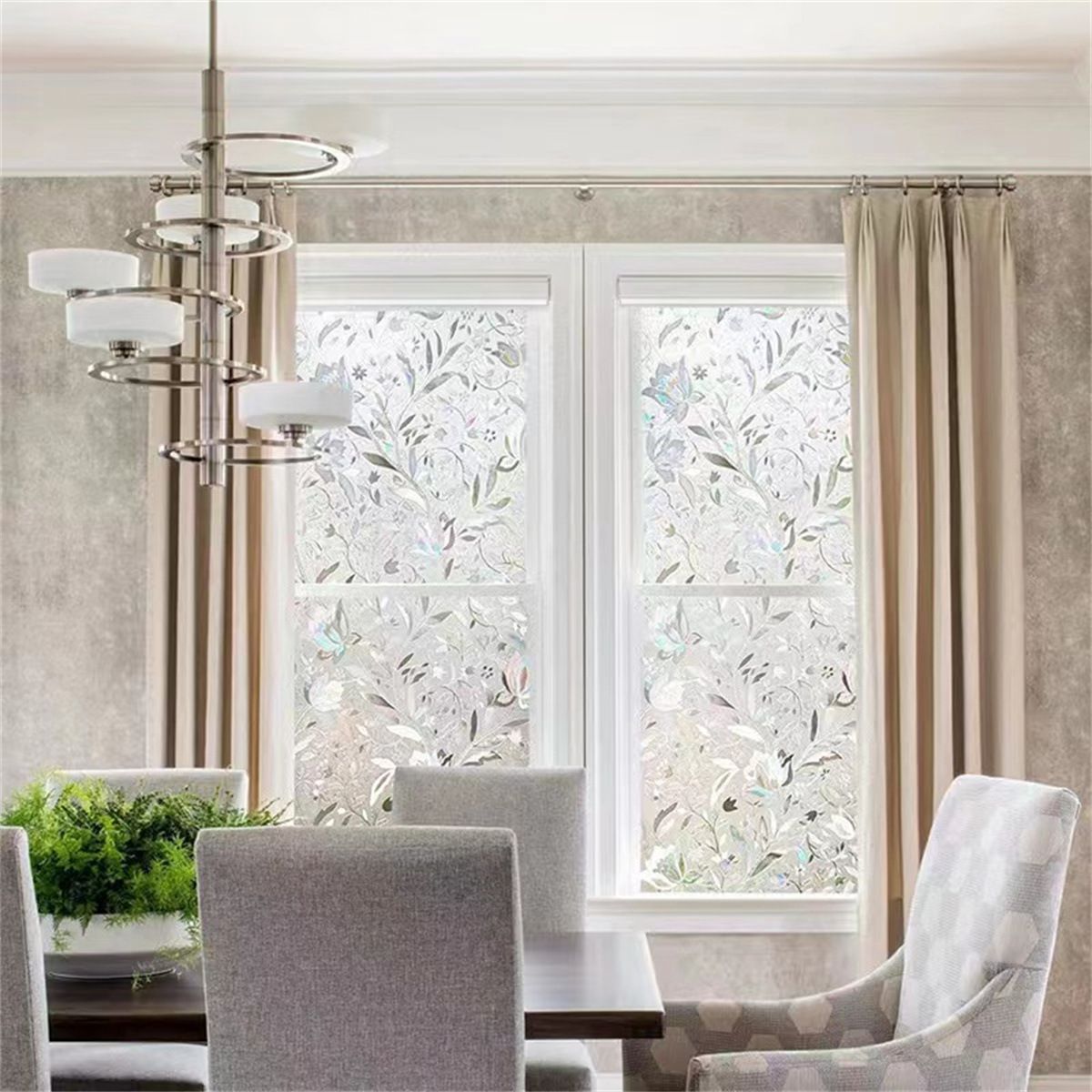 Window Privacy Film, Sun Blocking Window Clings, Cling Frosted Window Sticker Covering for Home, Rainbow Tulip 7.8" x 39"
