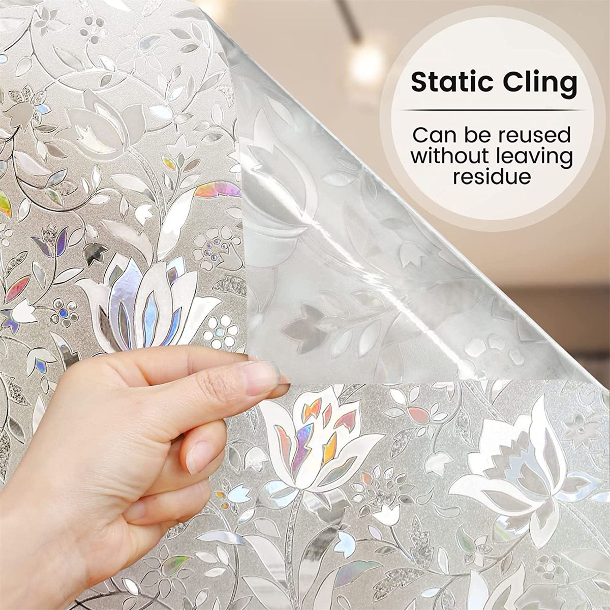Window Privacy Film, Sun Blocking Window Clings, Cling Frosted Window Sticker Covering for Home, Rainbow Tulip 7.8" x 39"