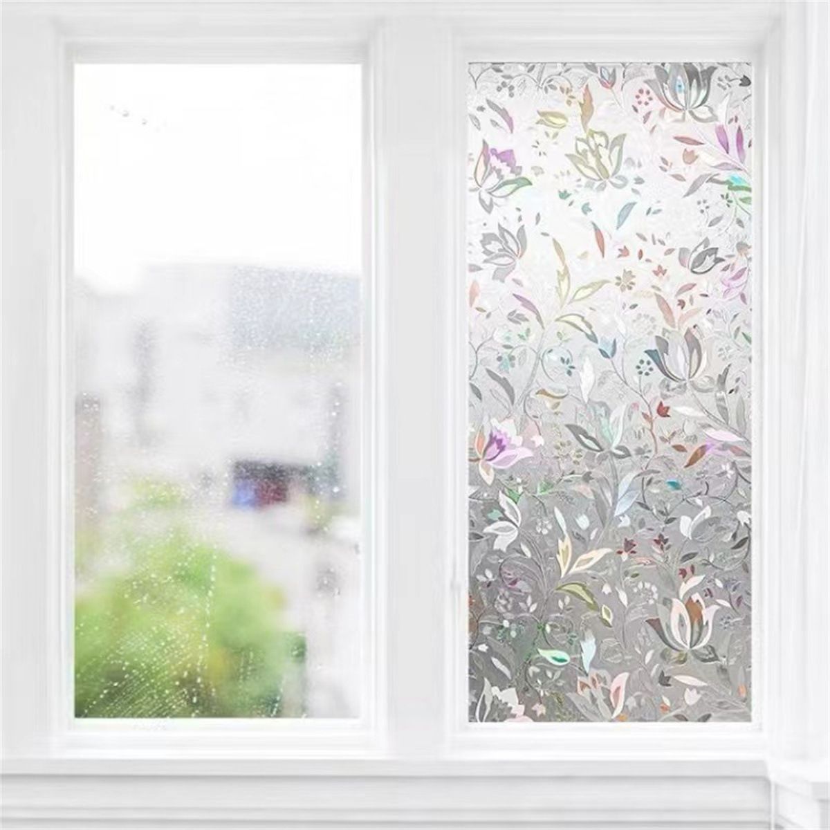 Window Privacy Film, Sun Blocking Window Clings, Cling Frosted Window Sticker Covering for Home, Rainbow Tulip 7.8" x 39"