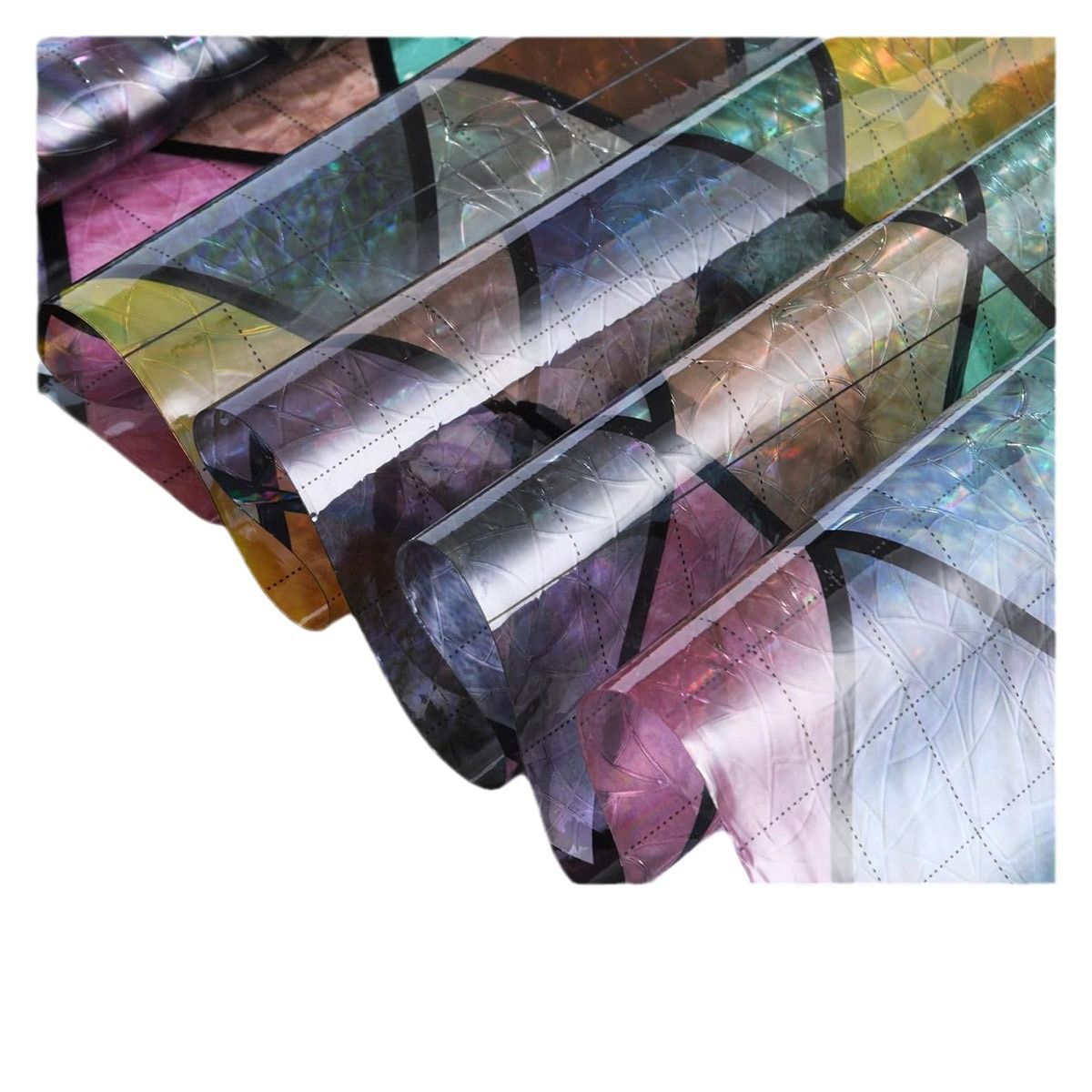Window Privacy Films, Colorful Lattice Window Tint, Rainbow Glass Decals Stickers for Home Anti UV 7.8 *39.3 inches