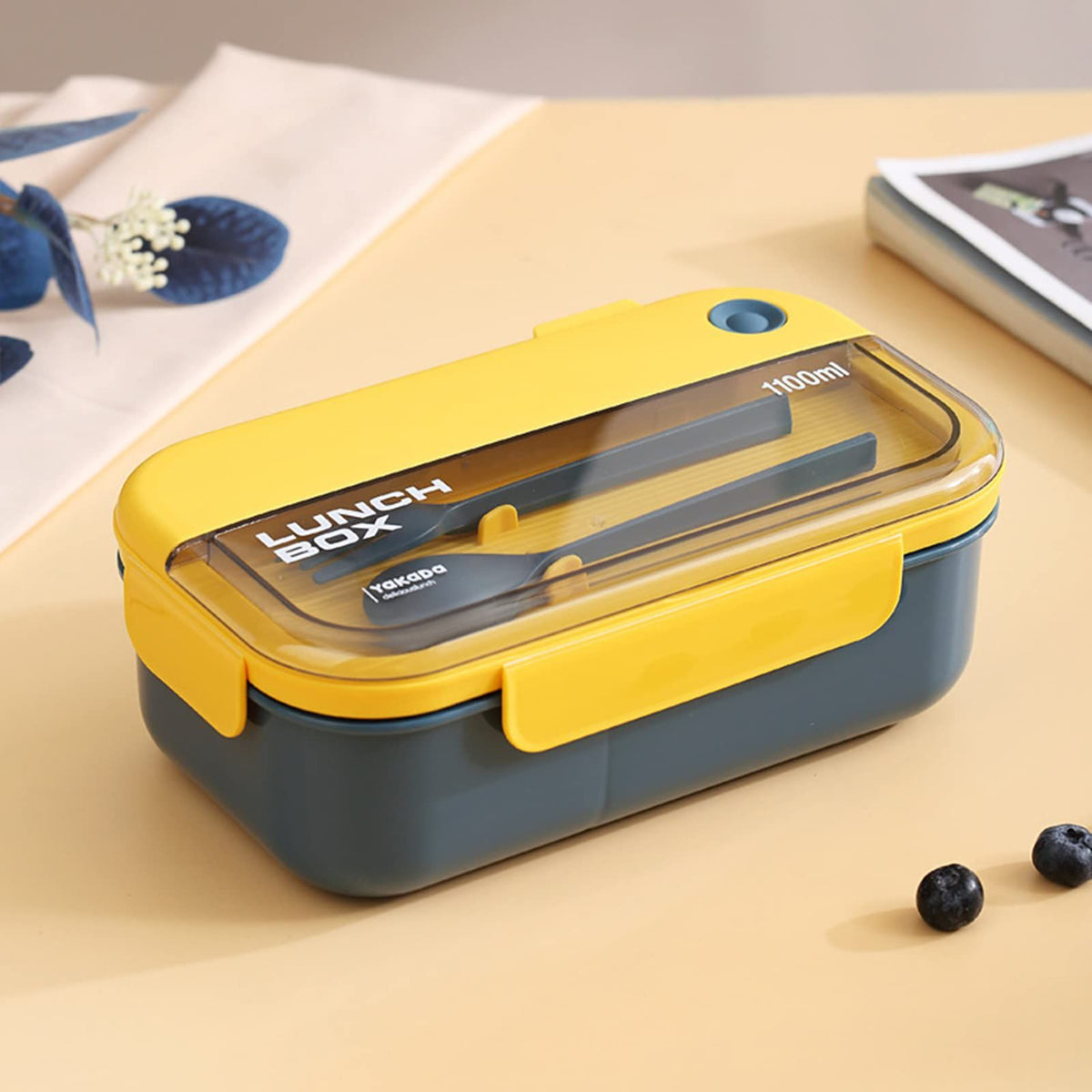 Bento box, portable lunch box, leak proof salad lunch container with spoon and fork, leak proof lunch container