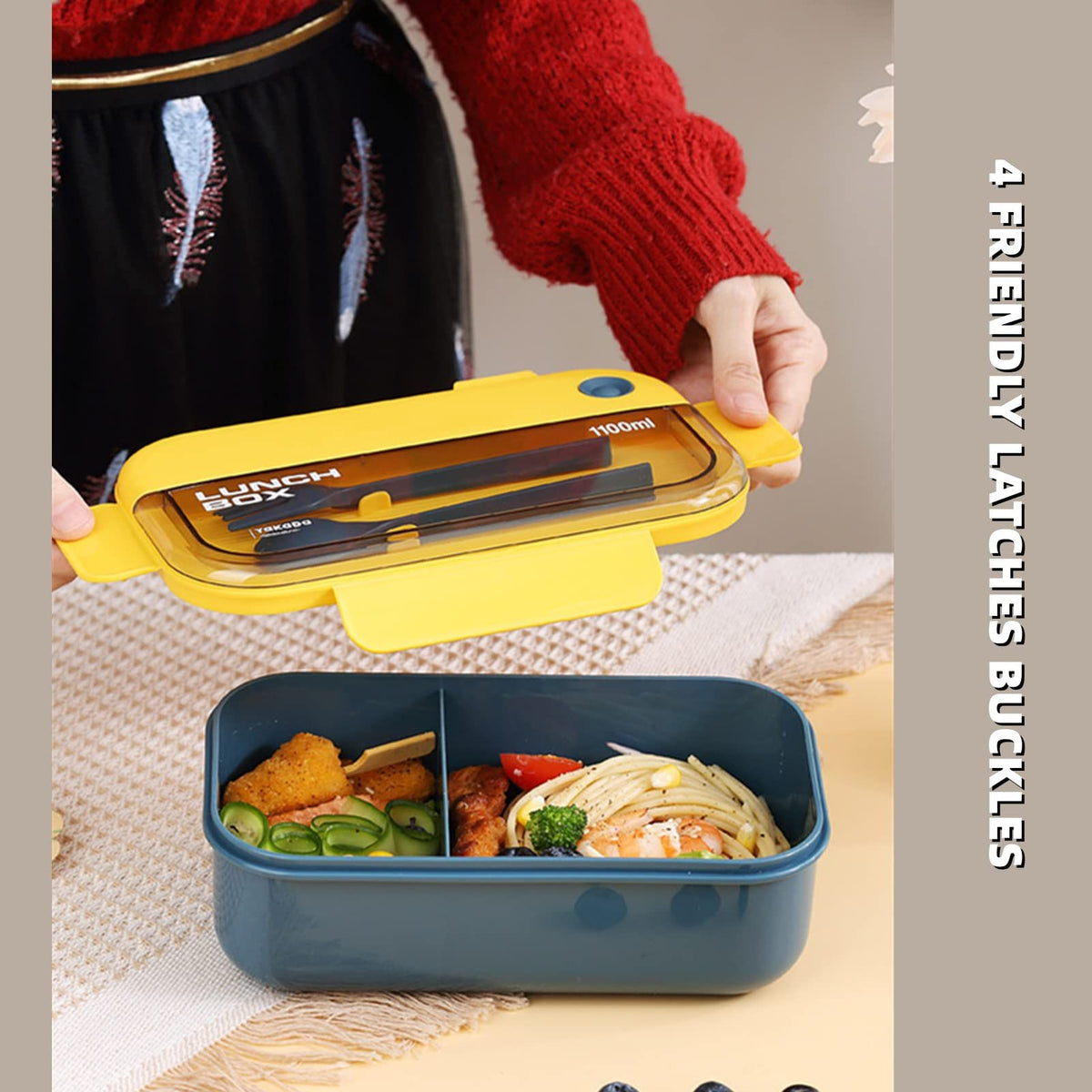Bento box, portable lunch box, leak proof salad lunch container with spoon and fork, leak proof lunch container