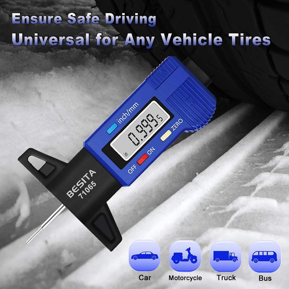 Digital Tire Tread Depth Gauge - Digital Tire Gauge Meter Measurer LCD Display Tread Checker Tire Tester for Cars Trucks Vans SUV