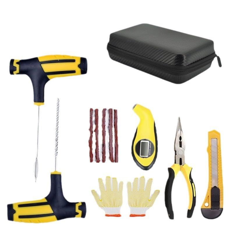 Universal Tire Repair Kit, Heavy Duty Car Emergency Tool Kit for Flat Tire Puncture Repair,7 Pcs Value Pack, Tire Plug Kit fit