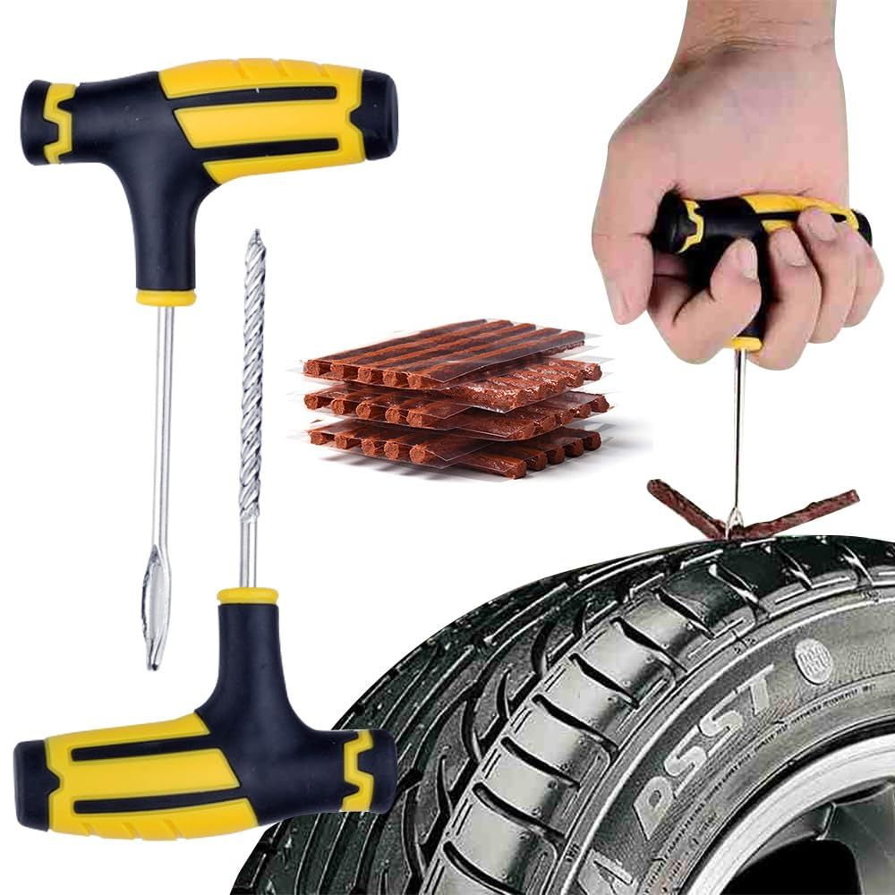 Universal Tire Repair Kit, Heavy Duty Car Emergency Tool Kit for Flat Tire Puncture Repair,7 Pcs Value Pack, Tire Plug Kit fit