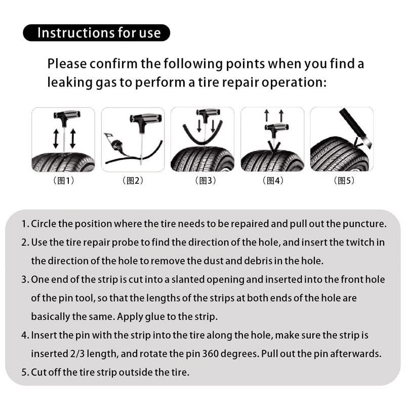 Universal Tire Repair Kit, Heavy Duty Car Emergency Tool Kit for Flat Tire Puncture Repair,7 Pcs Value Pack, Tire Plug Kit fit