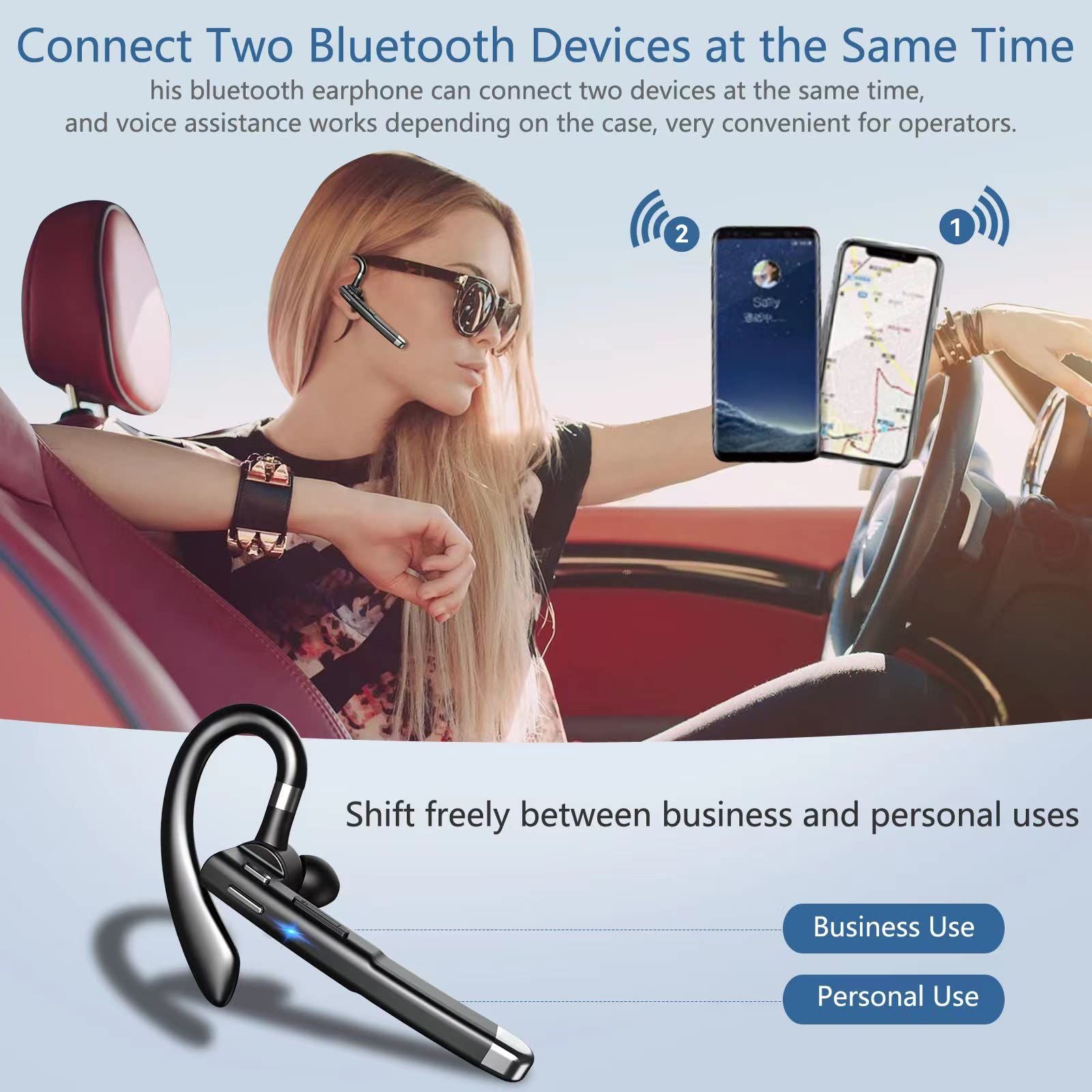 Bluetooth Headset One Ear Earphone Earpiece for Cell Phones Wireless Headset with Charging Case and LED Intelligence Display