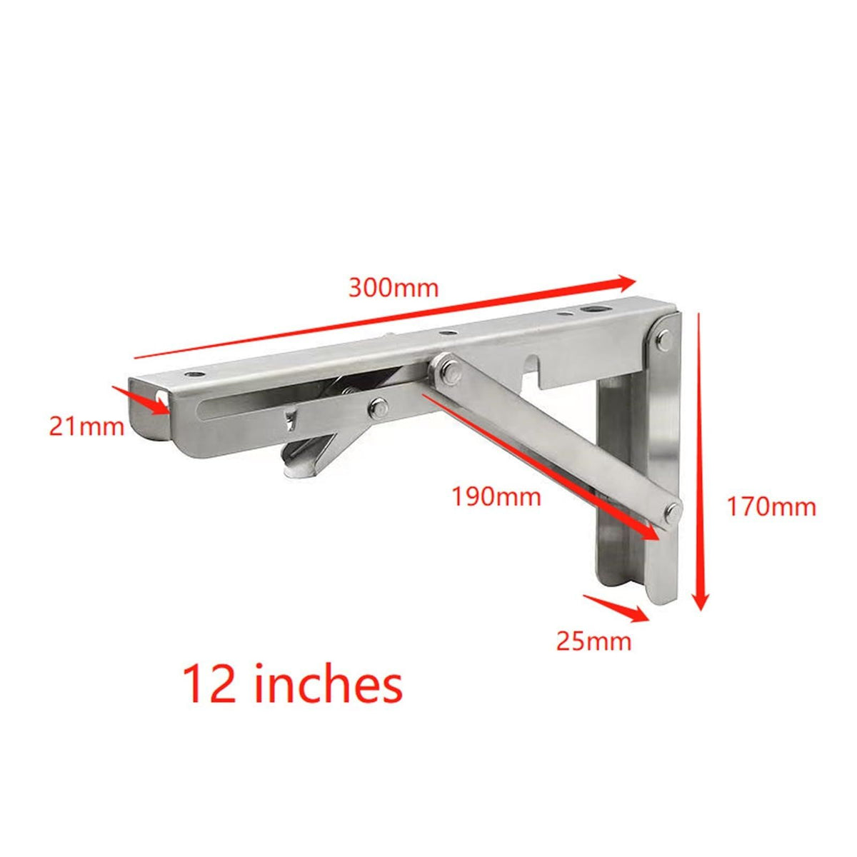 Stainless Steel Heavy Duty Folding Triangular Bracket with Screws Wall Shelf Furniture Bracket Adjustable Wall Shelf Bracket-2pcs