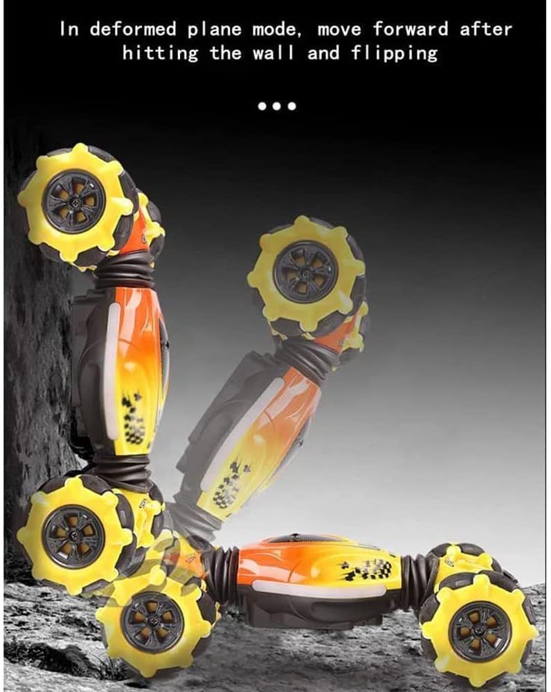 Remote Control Cars, 4WD RC Stunt Car, Double Sided Rotating Off Road Vehicle 360° Flips with Lights Music, Toy Cars for Boys