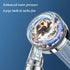 Propeller Driven Turbo Charged Spinning Shower Head Handheld Turbocharged Pressure Shower with Filter and Adjustable Switch